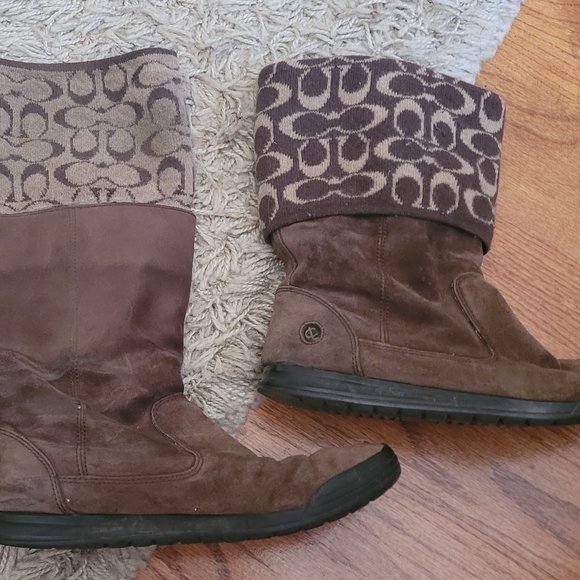 Coach Tatum Monogram Suede Boots - Picture 2 of 3